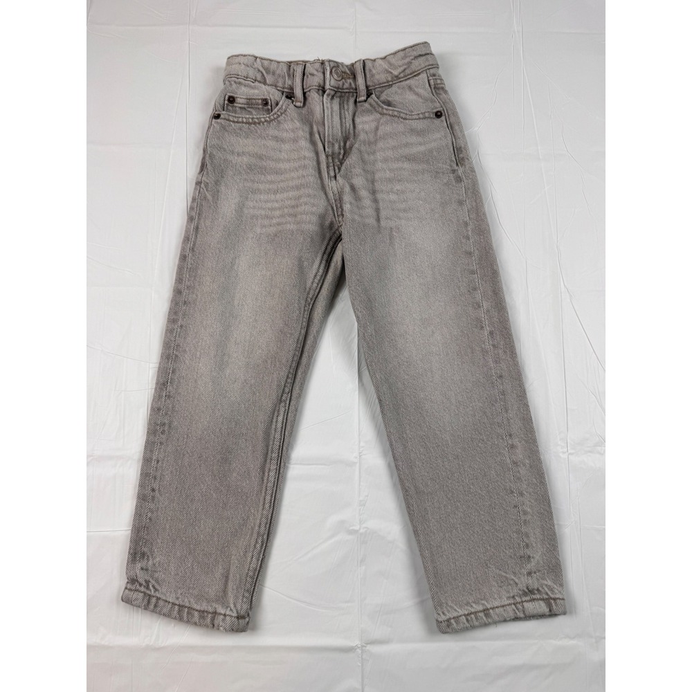 Zara Kids Boys Size 6 Gray Straight Leg Jeans Adjustable Waist Denim